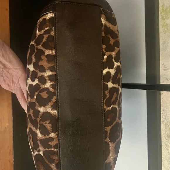 Coach Brown Park Chain Leopard Print Shoulder Bag - Picture 9 of 13